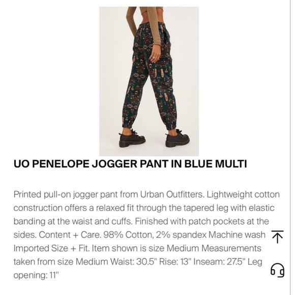 Urban Outfitters Boho Indie Western Corduroy Cargo Pants XS waist 26.5 Joggers - Picture 2 of 6